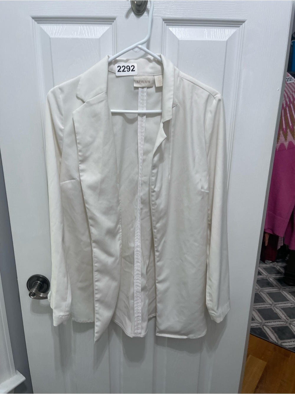 Chico's Ivory Open-Front Lightweight Shirt Jacket